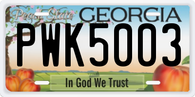 GA license plate PWK5003