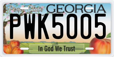 GA license plate PWK5005