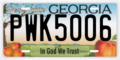 GA license plate PWK5006