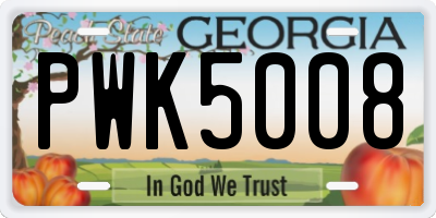 GA license plate PWK5008