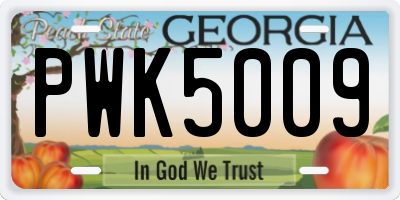 GA license plate PWK5009