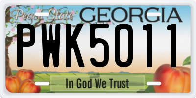 GA license plate PWK5011