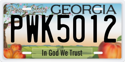 GA license plate PWK5012