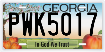 GA license plate PWK5017
