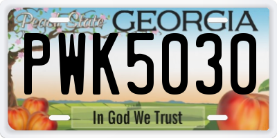 GA license plate PWK5030