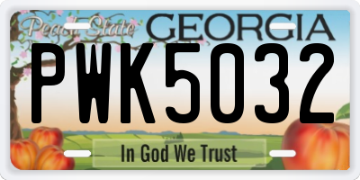 GA license plate PWK5032