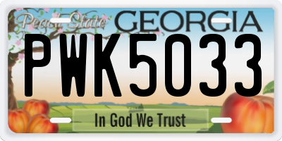 GA license plate PWK5033