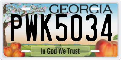 GA license plate PWK5034