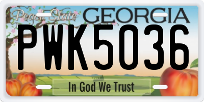 GA license plate PWK5036