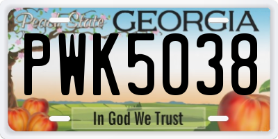GA license plate PWK5038