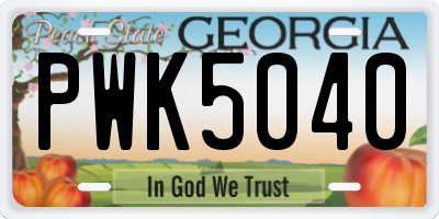 GA license plate PWK5040