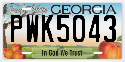 GA license plate PWK5043