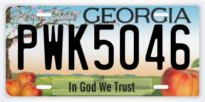 GA license plate PWK5046