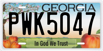 GA license plate PWK5047