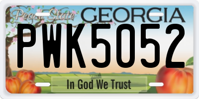 GA license plate PWK5052