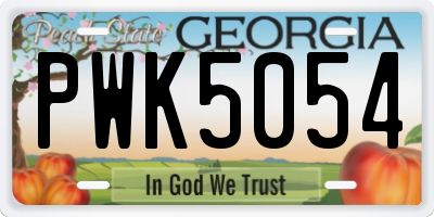 GA license plate PWK5054
