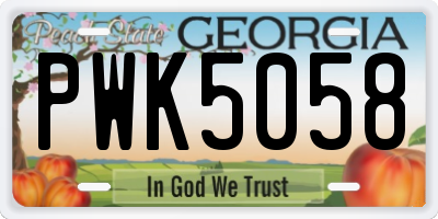 GA license plate PWK5058