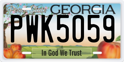 GA license plate PWK5059