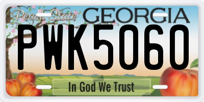GA license plate PWK5060
