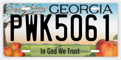 GA license plate PWK5061