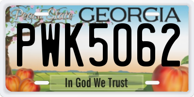 GA license plate PWK5062