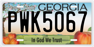 GA license plate PWK5067