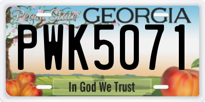 GA license plate PWK5071