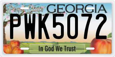 GA license plate PWK5072