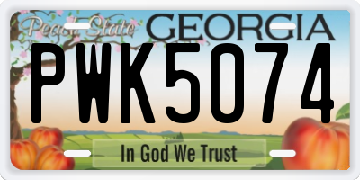 GA license plate PWK5074