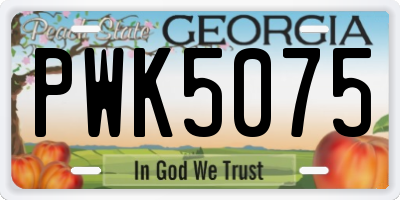 GA license plate PWK5075