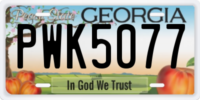 GA license plate PWK5077