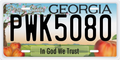 GA license plate PWK5080