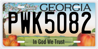 GA license plate PWK5082