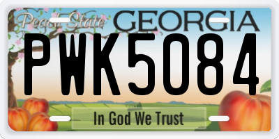 GA license plate PWK5084