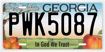 GA license plate PWK5087