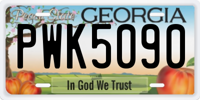 GA license plate PWK5090