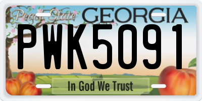 GA license plate PWK5091