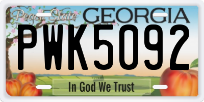 GA license plate PWK5092