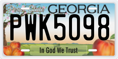 GA license plate PWK5098