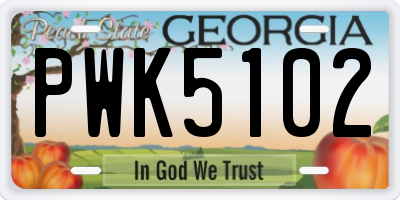GA license plate PWK5102