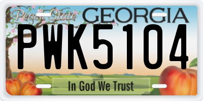 GA license plate PWK5104