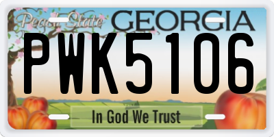 GA license plate PWK5106