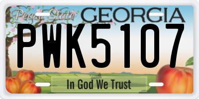 GA license plate PWK5107