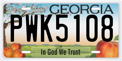 GA license plate PWK5108