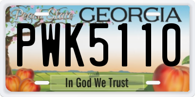 GA license plate PWK5110