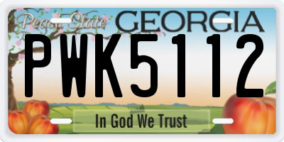 GA license plate PWK5112