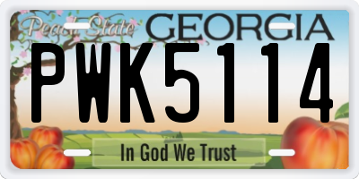 GA license plate PWK5114