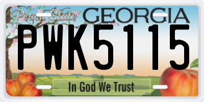 GA license plate PWK5115