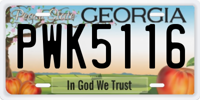 GA license plate PWK5116