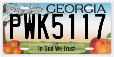 GA license plate PWK5117